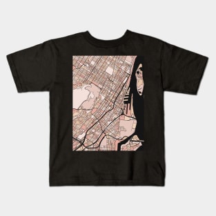 Montreal Map Pattern in Soft Pink Pastels Kids T-Shirt